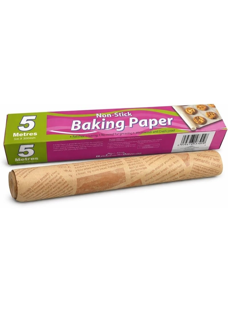 Grease-resistant baking paper, high-temperature resistant, ideal for lining the oven, microwave, and refrigerator. 5m x 30cm, beige color. - Image 1
